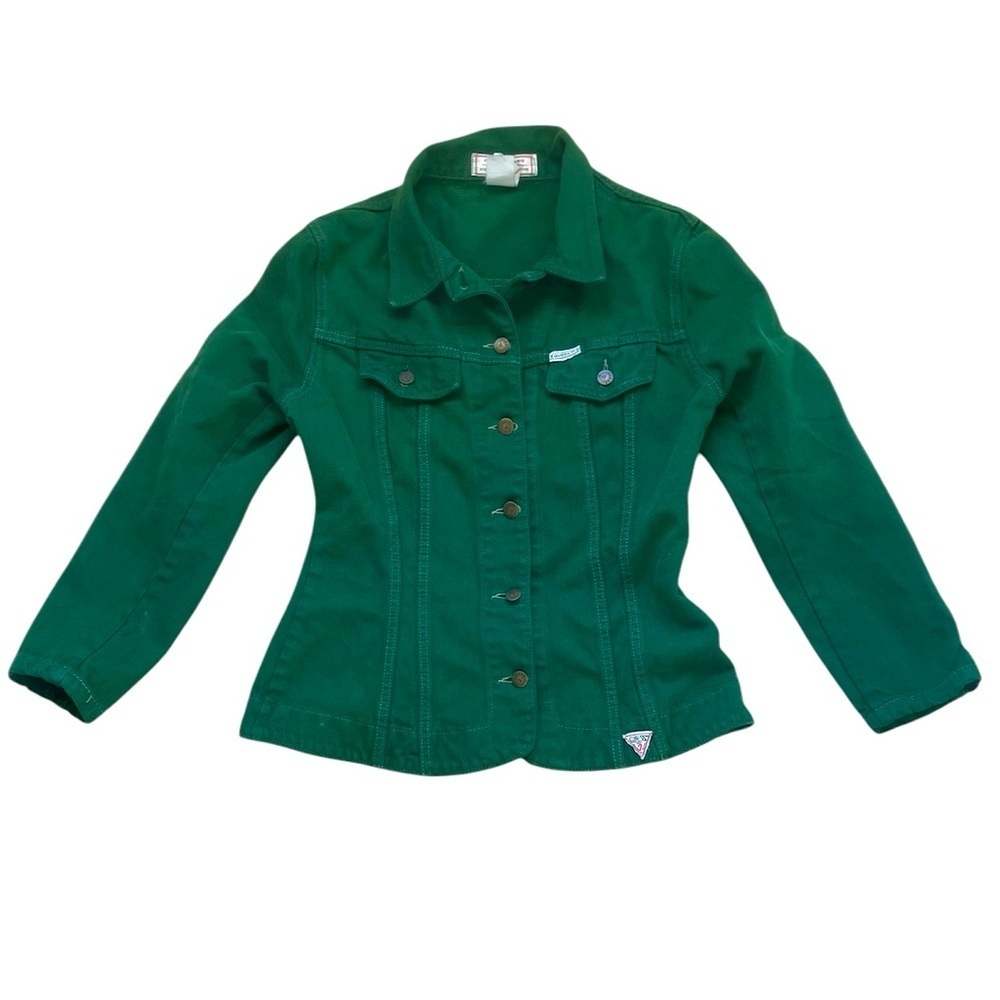 GUESS Women’s Vintage Green Denim Jacket Size 3 Small